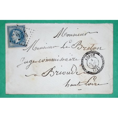 N°29 GC 254 AUZON HAUTE LOIRE CAD TYPE 22 POUR BRIOUDE 1869