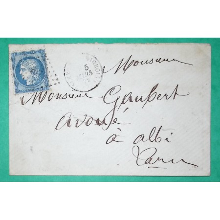 N°60 PC DU GC 4074 VALENCE D'ALBIGEOIS TARN CAD TYPE 15 POUR ALBI 1872
