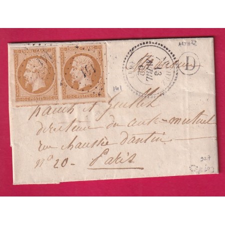 N°13 PAIRE TTB / SUP PC 141 ARTHEZ BASSES PYRENEES BOITE RURALE D A IDENTIFIER SIGNE ROUMET POUR PARIS