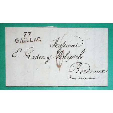 MARQUE 77 GAILLAC TARN POUR BORDEAUX GIRONDE 27x10 1821