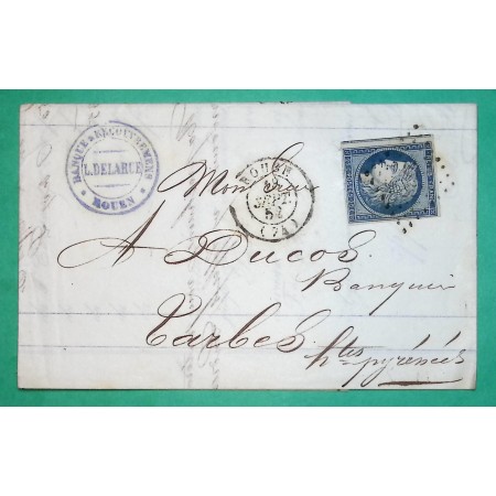 N°4 TB AVEC VOISIN PC 2738 ROUEN SEINE INFERIEURE POUR TARBES HAUTES PYRENEES 1852