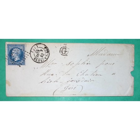 N°14 PC 2593 PUY LAURENS TARN BOITE RURALE G POUR L'ISLE JOURDAIN GERS 1859