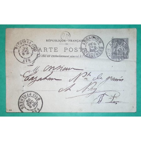 ENTIER SAGE 10C CAD TYPE A ARGANON BASSES PYRENEES OR ORIGINE RURALE MASLACQ POUR NAY 1898