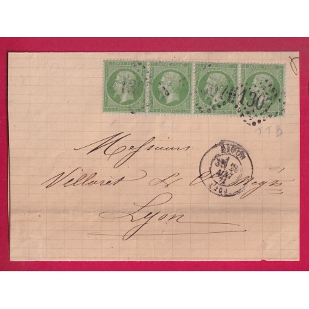 N°20 BANDE DE 4 GC 1307 DIJON COTE D'OR POUR LYON 29 MAI 1871