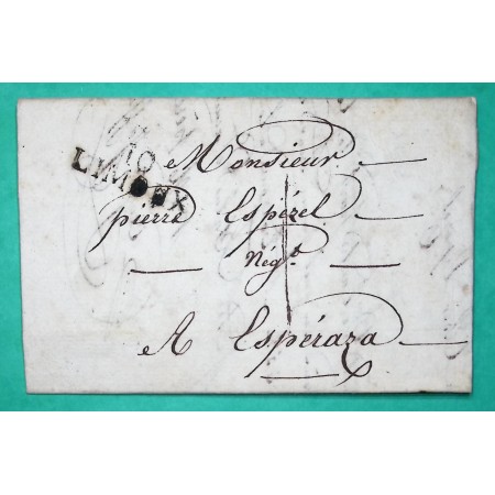 MARQUE 10 LIMOUX AUDE CORRESPONDANCE LOCALE TAXE 1 POUR ESPERAZA 1825