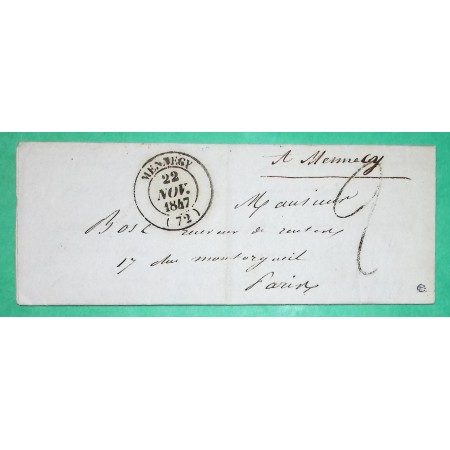 CAD TYPE 14 MENNECY SEINE ET OISE TAXE TAMPON 2 POUR PARIS 1847