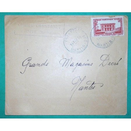 50C MARTINIQUE CAD BLEU TRINITE POUR NANTES 1934