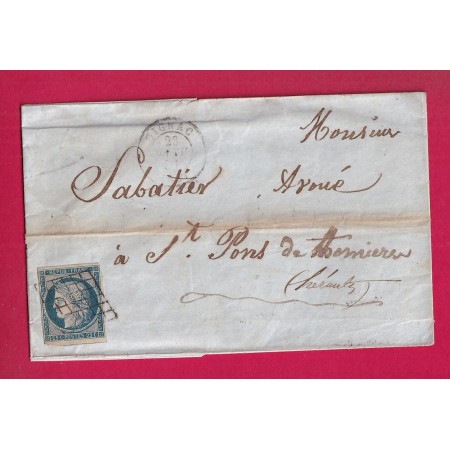 N°4 GRILLE GIGNAC HERAULT 1851 POUR ST PONS LETTRE