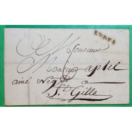 MARQUE LUNEL HERAULT POUR ST GILLES GARD 12 AVRIL 1789 PERIODE REVOLUTIONNAIRE LN N°2 LETTRE COVER FRANCE
