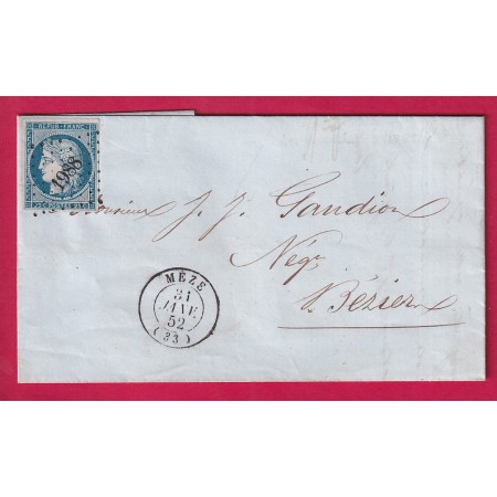 N°4 PC 1988 MEZE HERAULT 1852 POUR BEZIERS TTB