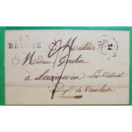 MARQUE 43 BRIARE LOIRET DEPART CHATILLON SUR LOIRE POUR LOURMARIN VAUCLUSE 31x12 1829 LETTRE COVER FRANCE