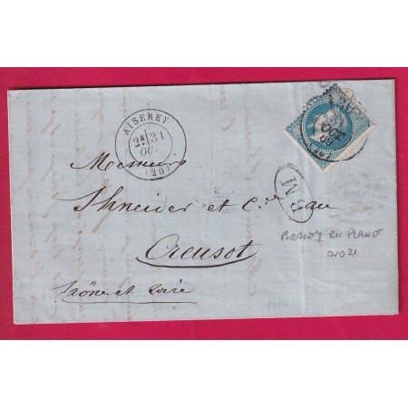 N°29 BUREAU DE PASSE 1307 DIJON CAD T17 AISEREY COTE D'OR BOITE MOBILE BM BRAZEY EN PLAINE POUR LE CREUSOT LETTRE