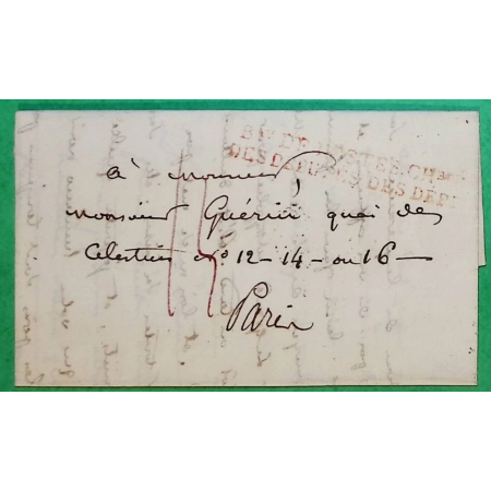 MARQUE PARIS BUREAU DE POSTE CHAMBRE DES DEPUTES ROUGE POUR PARIS 1821 LETTRE COVER FRANCE