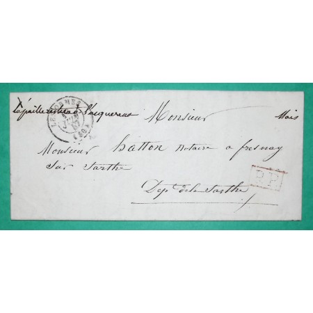 CAD TYPE 15A LES ORMES VIENNE PP PORT PAYE POUR FRESNAY SUR SARTHE 1847