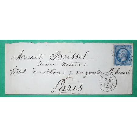 N°22 GC 3065 QUILLEBOEUF EURE POUR PARIS 1867