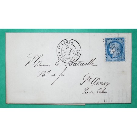 N°60A GC 4679 TRITH ST LEGER NORD BUREAU SUPPLEMENTAIRE POUR ST OMER PAS DE CALAIS 1872