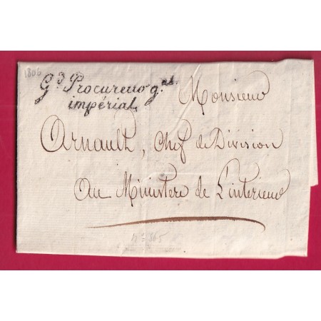 FRANCHISE LE GRAND PROCUREUR GENERAL IMPERIALE PARIS 1806 RARE ET SUPERBE LETTRE
