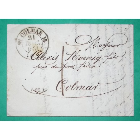 CAD TYPE 12 COLMAR HAUT RHIN CORRESPONDANCE LOCALE TAXE 1 POUR COLMAR 1831