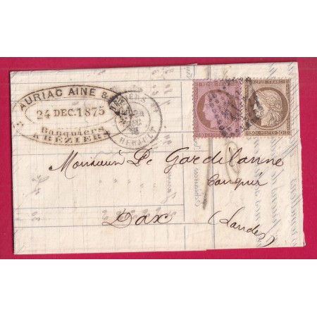 N° 54 56 GC 472 CAD TYPE 18 BEZIERS HERAULT POUR DAX LANDES LETTRE