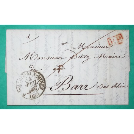 CAD TYPE 13C RETOUCHE STE MARIE AUX MINES HAUT RHIN PP PORT PAYE POUR BARR BAS RHIN 1837