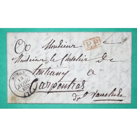 CAD TYPE 14 MORAS DROME PP PORT PAYE POUR CARPENTRAS VAUCLUSE 1841