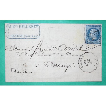 N°22 CONVOYEUR STATION BEAUNE LIGNE P.LY COTE D'OR POUR ORANGE VAUCLUSE 1867