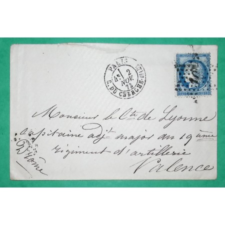 N°60A ETOILE DE PARIS N°10 R. DU CHERCHE MIDI POUR VALENCE DROME 1873