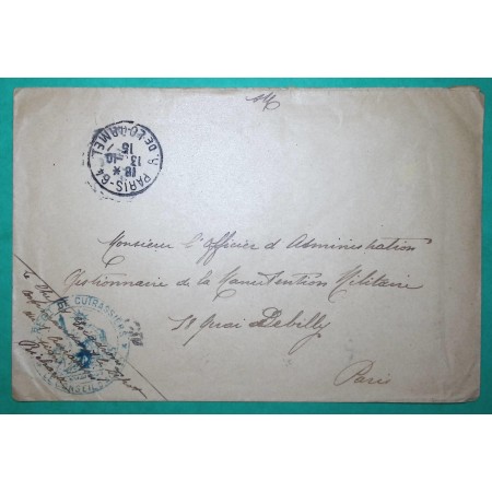 FRANCHISE MILITAIRE FM REGIMENT DE CUIRASSIERS PARIS RUE DE LOURMEL 1915 WW1