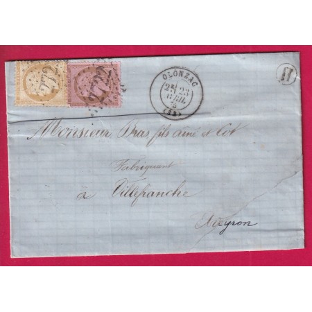 N°55 58 GC 2722 OLONZAC HERAULT BOITE RURALE U POUR VILLEFRANCHE AVEYRON