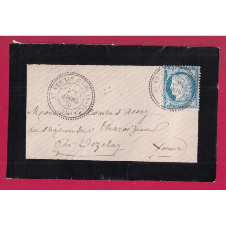 N°60 CAD TYPE 24 ST VERAIN EN PUYSSAYE NIEVRE POUR VEZELAY YONNE DEVANT DE LETTRE