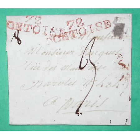 MARQUE 72 PONTOISE SEINE ET OISE POUR PARIS PERIODE REVOLUTIONNAIRE 46x11 1803