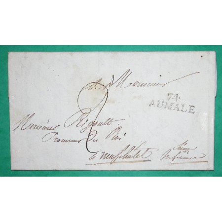 MARQUE 74 AUMALE SEINE INFERIEURE POUR NEUFCHATEL EN BRAY 30x9 1823