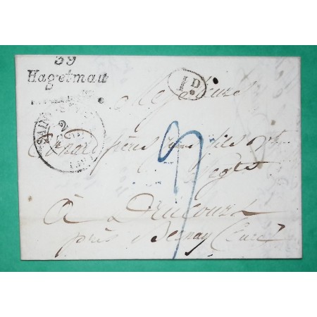 CURSIVE 39 HAGETMAU + CAD TYPE 13 ST SEVER LANDES DECILE RURAL POUR DRUCOURT EURE 1835