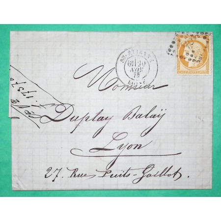 N°38 GC 3581ST ETIENNE LOIRE + CAD TYPE 18 DOUBLE PORT POUR LYON 1875