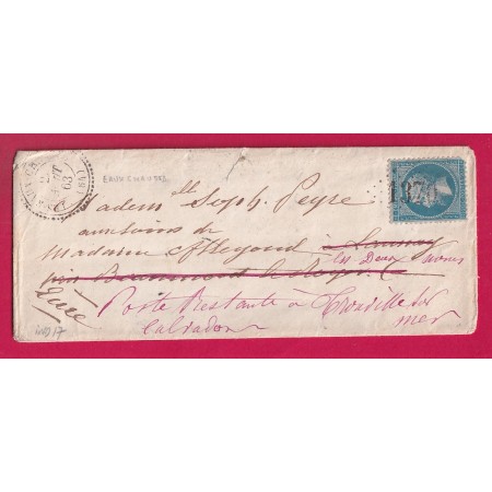 N°22 GC 1370 CAD TYPE 22 LES EAUX CHAUDES BASSES PYRENEES INDICE 17 POUR TROUVILLE CALVADOS LETTRE