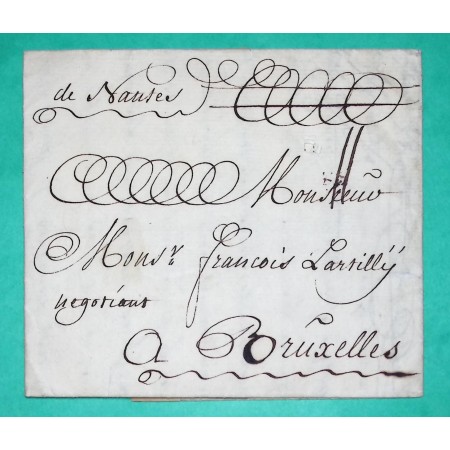 MARQUE MANUSCRITE NANTES LOIRE INFERIEURE POUR BRUXELLES BELGIQUE 1734