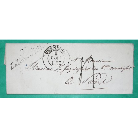 CURSIVE 27 LA FERTE VIDAME EURE ET LOIRE + CAD TYPE 13 VERNEUIL POUR PARIS 1837