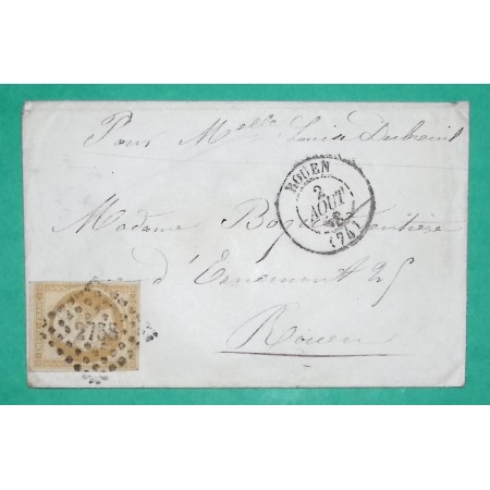 N°13A PC 2738 ROUEN SEINE INFERIEURE CORREPONDANCE LOCALE 1858