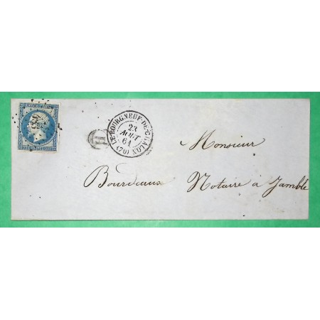 N°14B PC 483  BOURGNEUF DE CHALON SAONE ET LOIRE BOITE RURALE H POUR JAMBLES 1861
