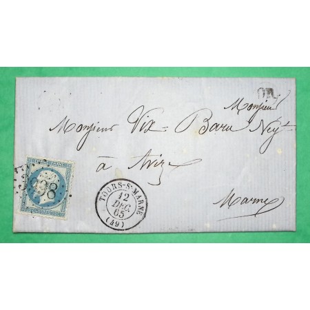 N°22 GC 3998 TOURS SUR MARNE OR ORIGINE RURALE BOUZY POUR AVIZE 1865