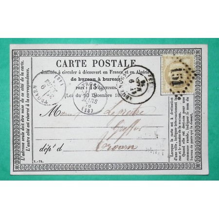 N°55 CARTE PRECURSEUR GC 151 ARGENCES CALVADOS POUR TROARN 1876