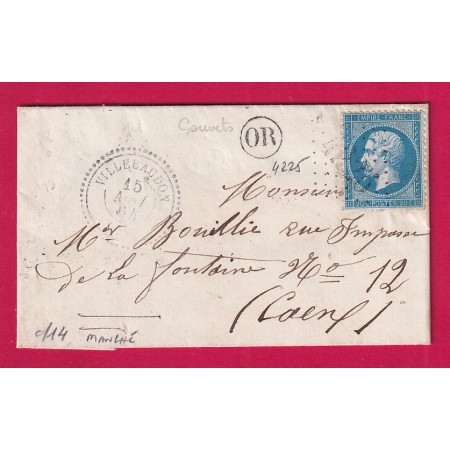 N°22 GC 4225 VILLEBAUDON MANCHE CAD TYPE 22 OR COUVETS POUR CAEN LETTRE