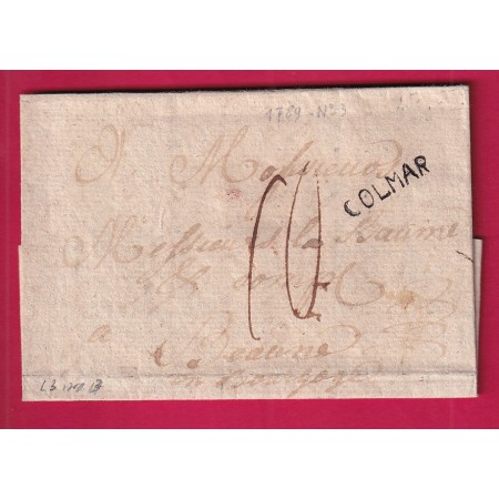 MARQUE COLMAR HAUT RHIN DE 1789 LENAIN N°3 INDICE 13 POUR BEAUNE COTE D'OR LETTRE
