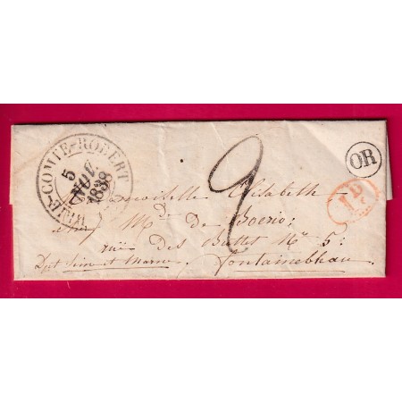 CAD TYPE 13 BRIE COMTE ROBERT SEINE ET MARNE OR A IDENTIFIER DECIME RURAL POUR FONTAINEBLEAU 1838 LETTRE