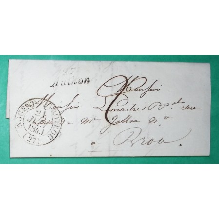 CURSIVE 27 AUTHON EURE ET LOIR + CAD TYPE 13 NOGENT LE ROTROU POUR BROU 1840
