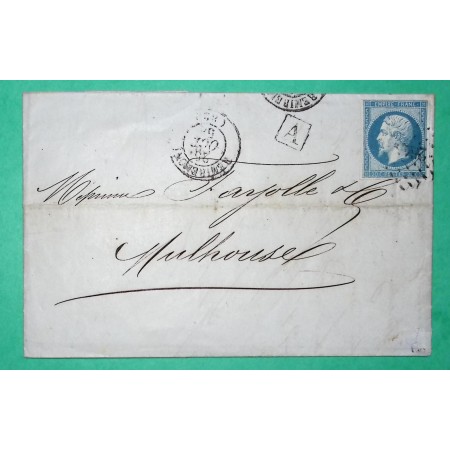 N°14 PC 2645 REMIREMONT VOSGES BOITE URBAINE A MAISON DE COMMISSION FRIESENHAUSER POUR MULHOUSE 1858