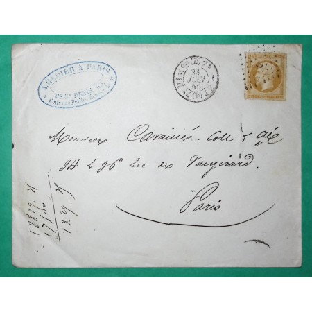 N°13A CACHET 7ème DISTRIBUTION BUREAU D PARIS CORRESPONDANCE LOCALE 1856