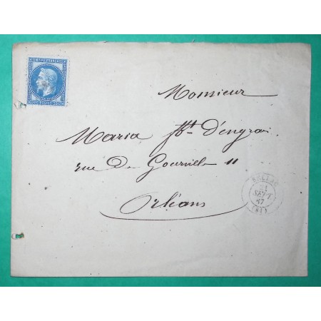 N°29 PC DU GC 423 BELLAC HAUTE VIENNE POUR ORLEANS LOIRET 1867