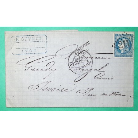 N°46B CERES BORDEAUX GC 2145 LYON LA GUILLOTIERE RHONE POUR ISSOIRE PUY DE DOME 1871