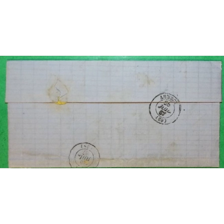 N°22 GC 3949 THONON HAUTE SAVOIE + GC EN ARRIVE 3741 ST MARCELLIN ISERE 1867 LETTRE COVER FRANCE